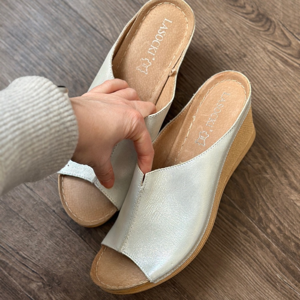 Silver Wedge Sandals